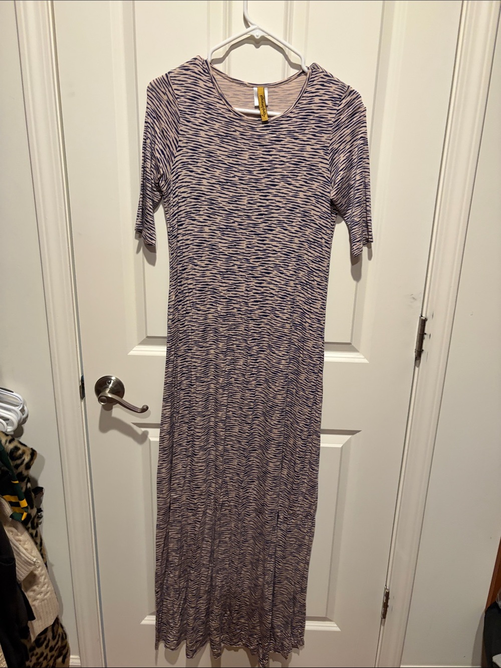 Space-Dye Navy and Cream Maxi Dress